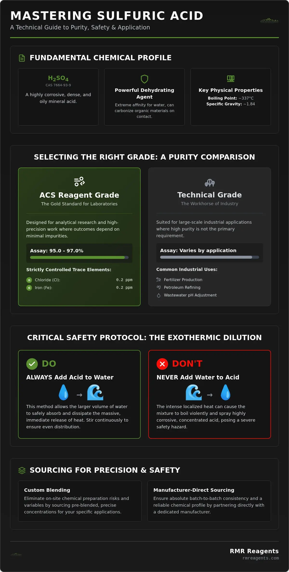 Industrial Sulfuric Acid: Concentration, Grades, and Safety Protocols