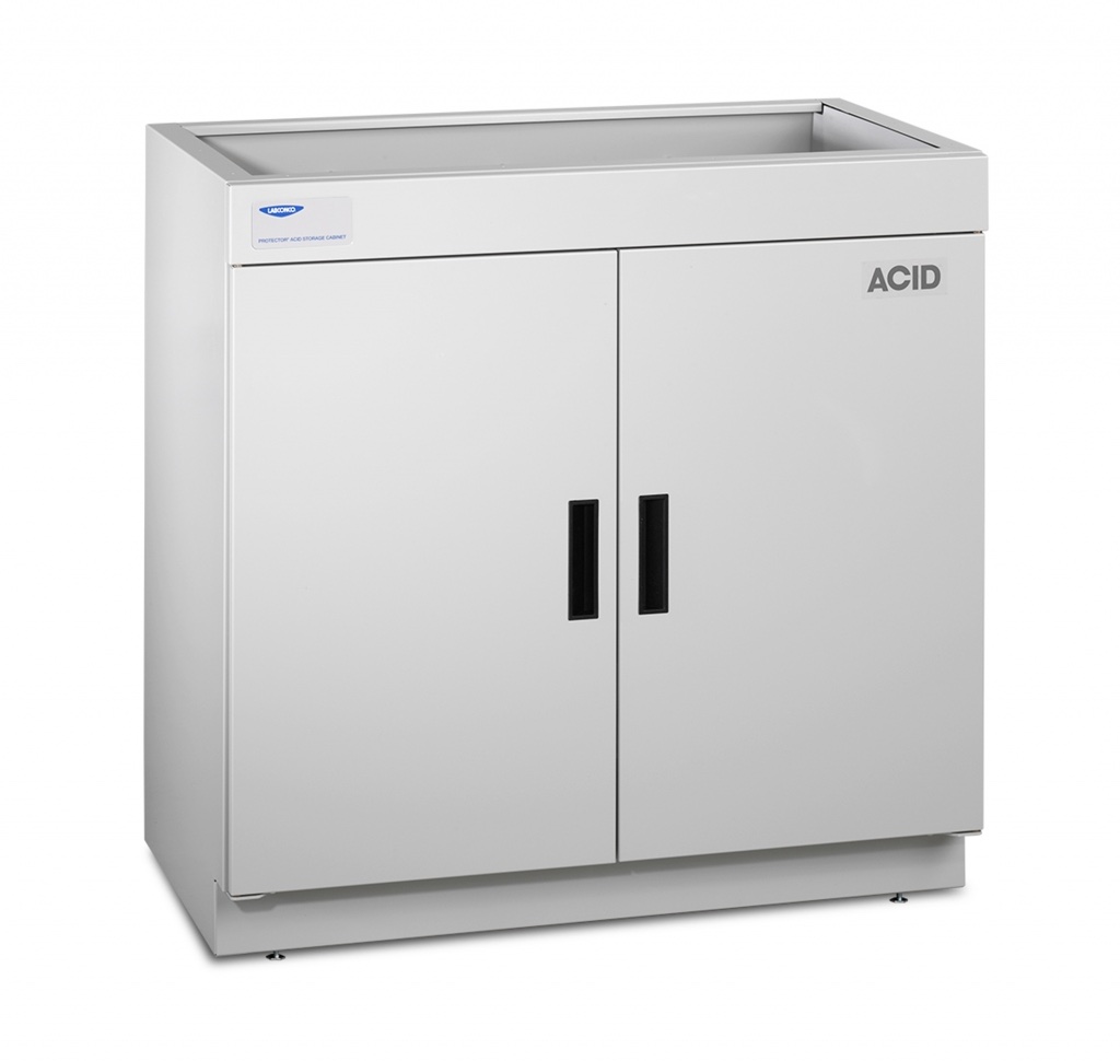 Protector Acid Storage Cabinets safely store and vent acids and other corrosive liquids.