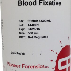 Blood Fixative is highly recommended for setting fingerprints or impressions left in blood.