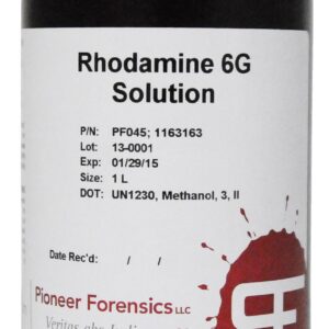Rhodamine 6G is a dye used with a forensic light source or uv lamp after cyanoacrylate development of latent prints.