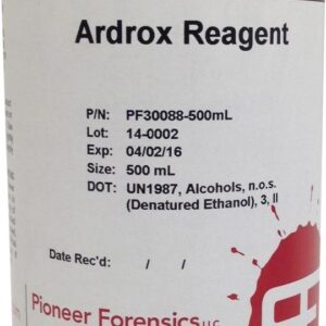 Ardrox is a fluorescent liquid dye, which works well with lasers, forensic light sources and UV lamps.